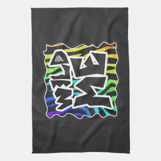 Zebra Black and Rainbow Wild me Theedoek (Verticaal)