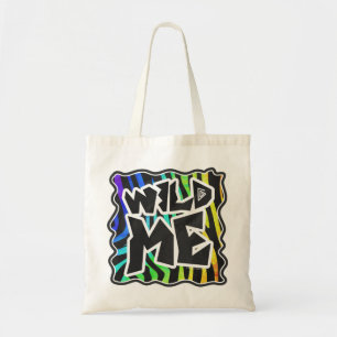 Zebra Black and Rainbow Wild me Tote Bag
