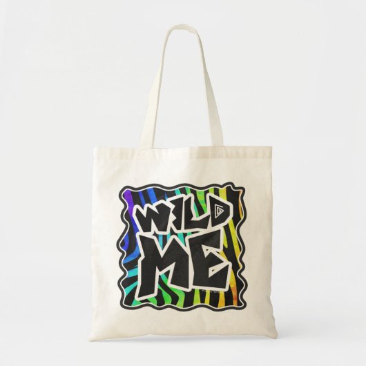 Zebra Black and Rainbow Wild me Tote Bag (Voorkant)
