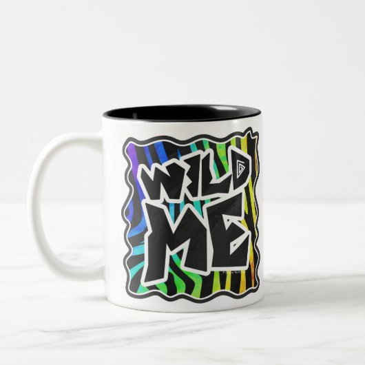Zebra Black and Rainbow Wild me Tweekleurige Koffiemok (Links)
