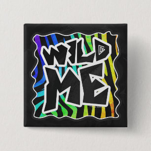 Zebra Black and Rainbow Wild me Vierkante Button 5,1 Cm