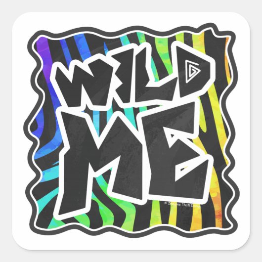 Zebra Black and Rainbow Wild me Vierkante Sticker (Voorkant)