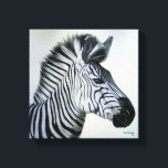 Zebra Black and White Portrait Small Canvas Afdruk<br><div class="desc">Zebra print from original oil on canvas by Sue Maas</div>