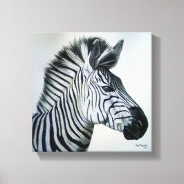 Zebra Black and White Portrait Small Canvas Afdruk