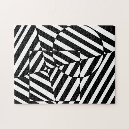 Zebra Black and White Square and Circle Pattern Legpuzzel (Horizontaal)