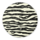Zebra Black Ecru Stripe Animal Print Patroon Keramische Knop (Voorkant)