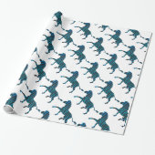 Zebra Black en Blue Silhouette Cadeaupapier (Uitgerold)