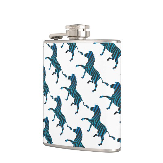 Zebra Black en Blue Silhouette Heupfles (Links)