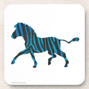Zebra Black en Blue Silhouette Onderzetter