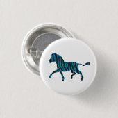 Zebra Black en Blue Silhouette Ronde Button 3,2 Cm (Voorkant /achterkant)