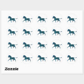 Zebra Black en Blue Silhouette Ronde Sticker (Vel)