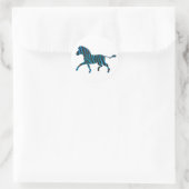 Zebra Black en Blue Silhouette Ronde Sticker (Tas)