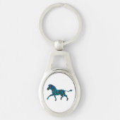 Zebra Black en Blue Silhouette Sleutelhanger (Voorkant)