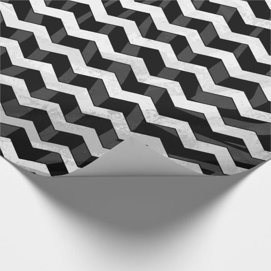 Zebra Black en Gray Chevron Cadeaupapier (Hoek)