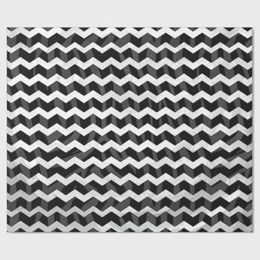 Zebra Black en Gray Chevron Cadeaupapier (Vlak)