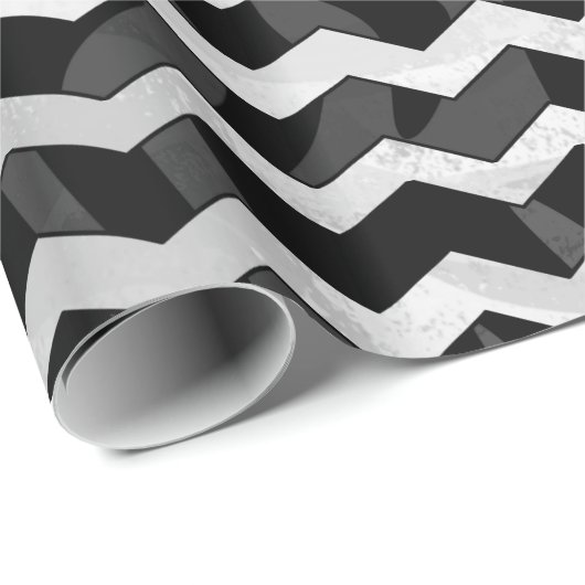 Zebra Black en Gray Chevron Cadeaupapier (Rol Hoek)