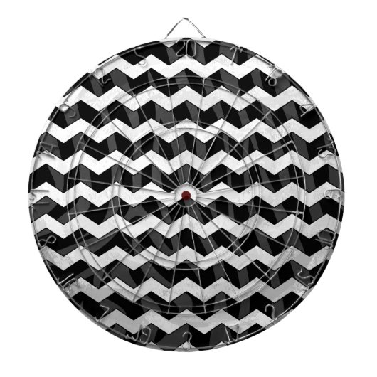 Zebra Black en Gray Chevron Dartbord (Voorkant)