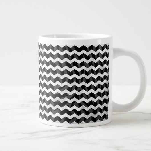 Zebra Black en Gray Chevron Grote Koffiekop (Rechts)