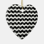 Zebra Black en Gray Chevron Keramisch Ornament (Rechts)