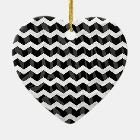 Zebra Black en Gray Chevron Keramisch Ornament (Voorkant)