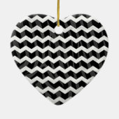 Zebra Black en Gray Chevron Keramisch Ornament (Achterkant)