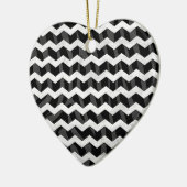 Zebra Black en Gray Chevron Keramisch Ornament (Links)