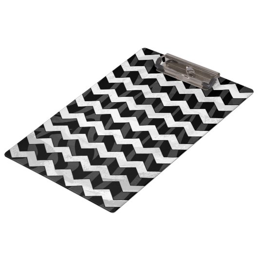 Zebra Black en Gray Chevron Klembord (Gekanteld)