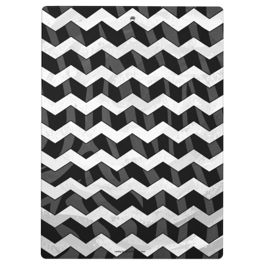 Zebra Black en Gray Chevron Klembord (Achterkant)