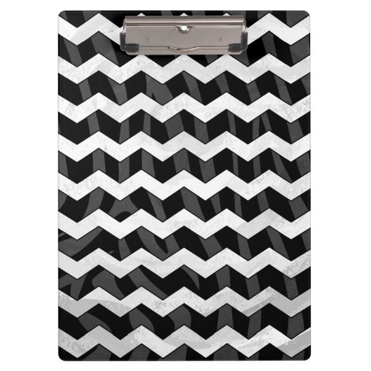 Zebra Black en Gray Chevron Klembord (Voorkant)