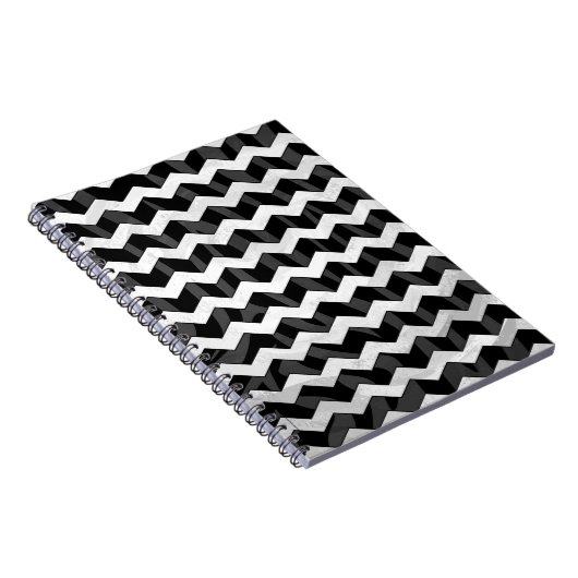 Zebra Black en Gray Chevron Notitieboek (Rechterzijde)