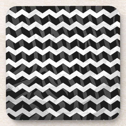 Zebra Black en Gray Chevron Onderzetter (Voorkant)