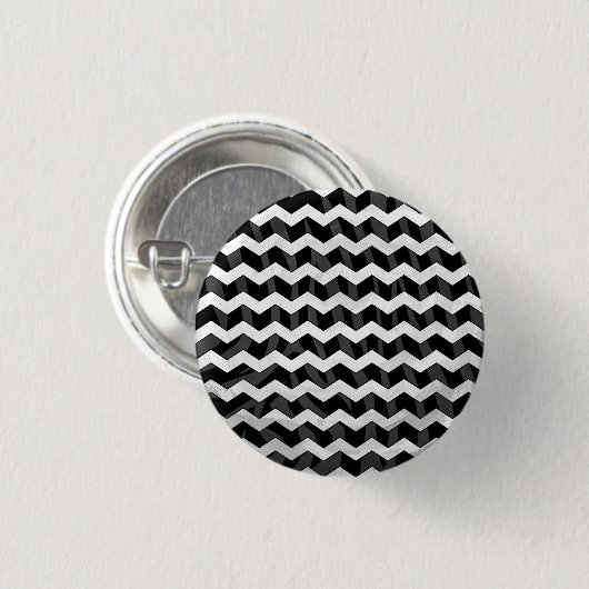 Zebra Black en Gray Chevron Ronde Button 3,2 Cm (Voorkant /achterkant)
