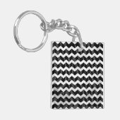 Zebra Black en Gray Chevron Sleutelhanger (Voorkant Links)