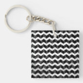 Zebra Black en Gray Chevron Sleutelhanger (Voorkant)
