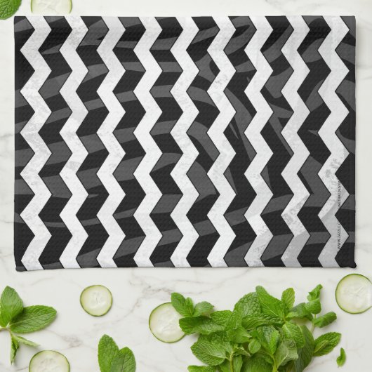 Zebra Black en Gray Chevron Theedoek (Gevouwen)