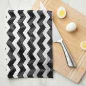 Zebra Black en Gray Chevron Theedoek (Quarter Fold)