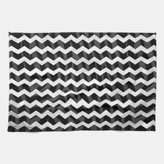 Zebra Black en Gray Chevron Theedoek (Horizontaal)