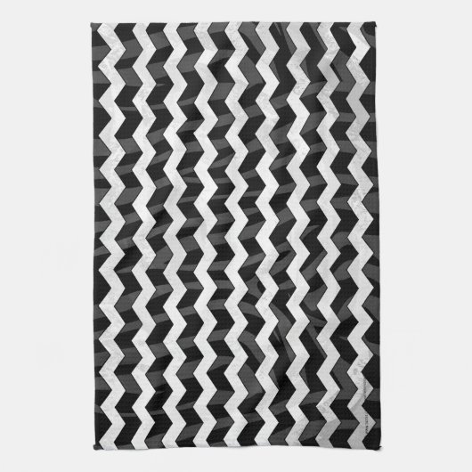 Zebra Black en Gray Chevron Theedoek (Verticaal)