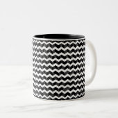 Zebra Black en Gray Chevron Tweekleurige Koffiemok (Voorkant rechts)