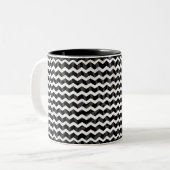 Zebra Black en Gray Chevron Tweekleurige Koffiemok (Voorkant links)