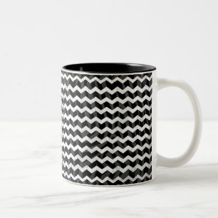 Zebra Black en Gray Chevron Tweekleurige Koffiemok