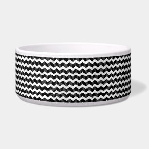 Zebra Black en Gray Chevron Voerbakje