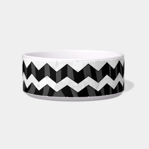 Zebra Black en Gray Chevron Voerbakje