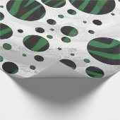 Zebra Black en Green Polka Dot Cadeaupapier (Hoek)