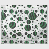 Zebra Black en Green Polka Dot Cadeaupapier (Vlak)