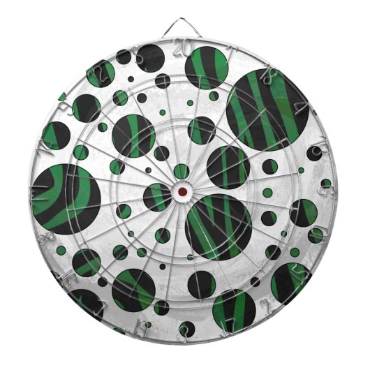 Zebra Black en Green Polka Dot Dartbord (Voorkant)