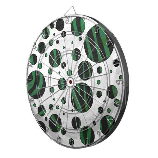 Zebra Black en Green Polka Dot Dartbord (Voorkant Rechts)