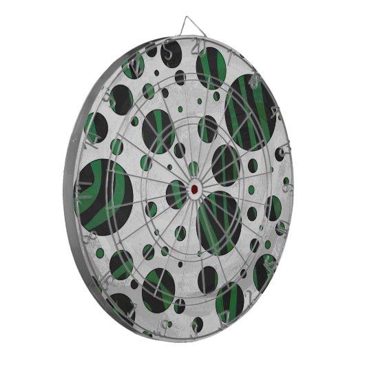 Zebra Black en Green Polka Dot Dartbord (Voorkant Links)