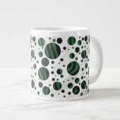 Zebra Black en Green Polka Dot Grote Koffiekop (Voorkant rechts)