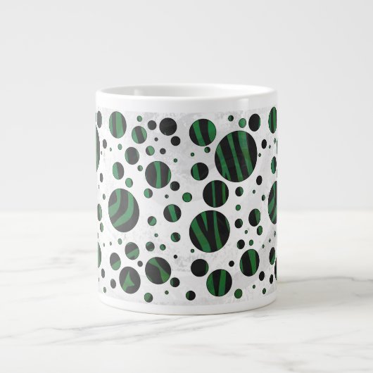 Zebra Black en Green Polka Dot Grote Koffiekop (Voorkant)